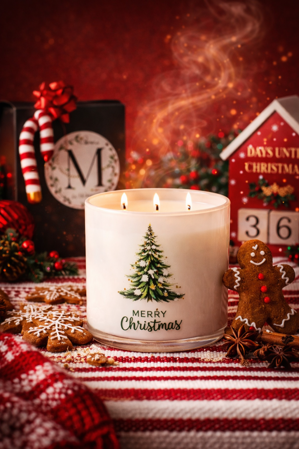 Candela di Natale a forma di albero di pan di zenzero